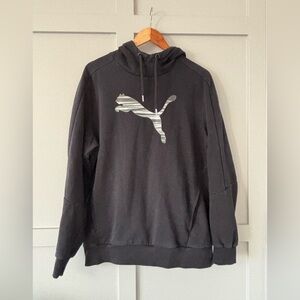Puma Men's Black Hoodie with Silver Logo